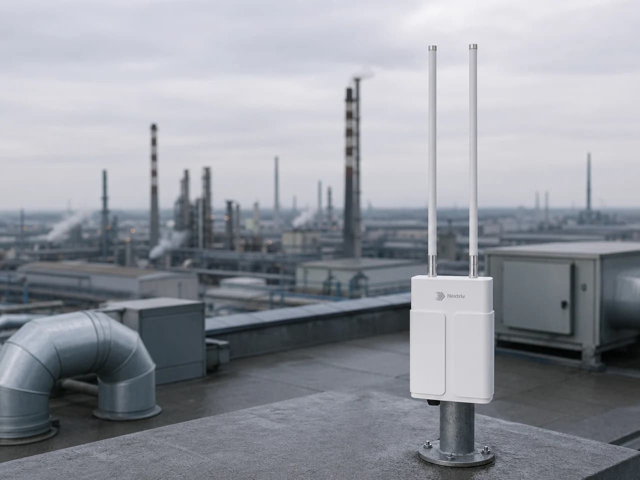 Zewnętrzna bramka przy zakładzie produkcyjnym — Nextriv Hub Outdoor