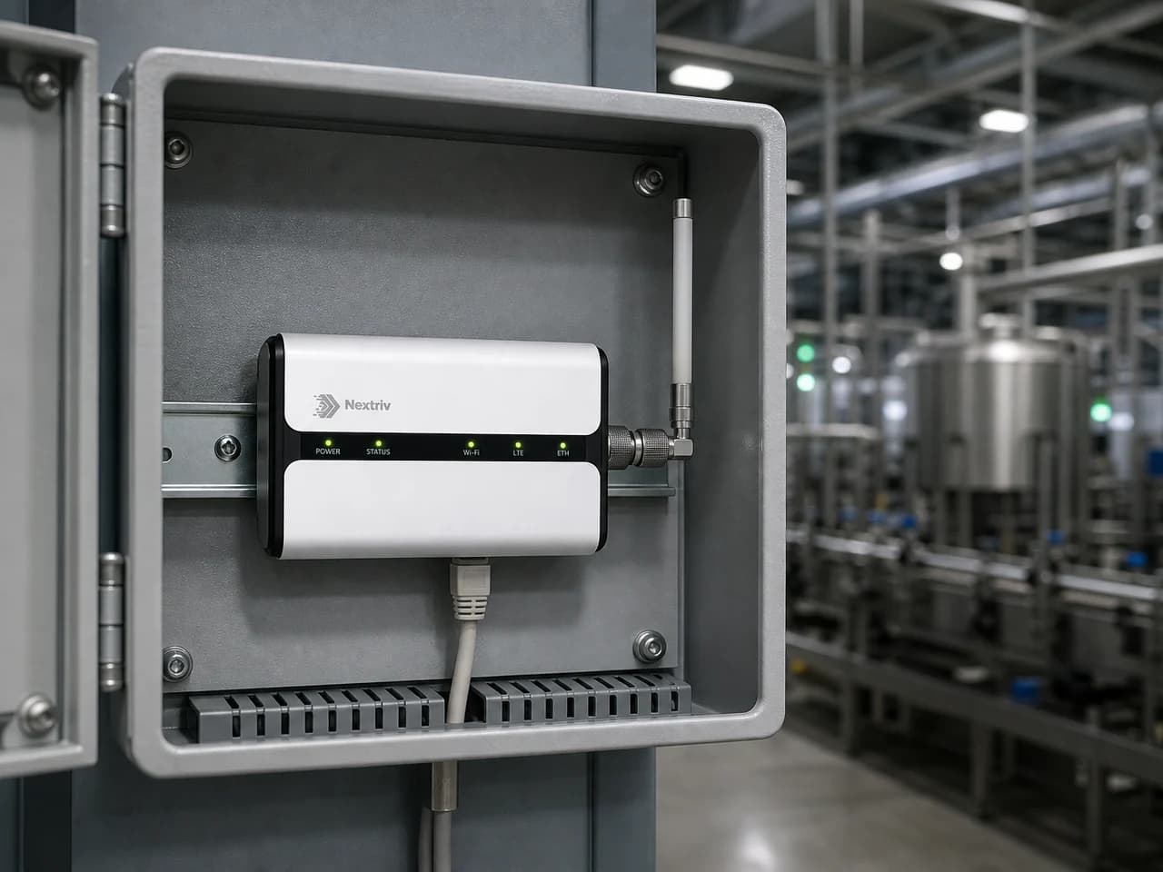 Bramka Nextriv w zakładzie produkcyjnym — Nextriv Hub Pro