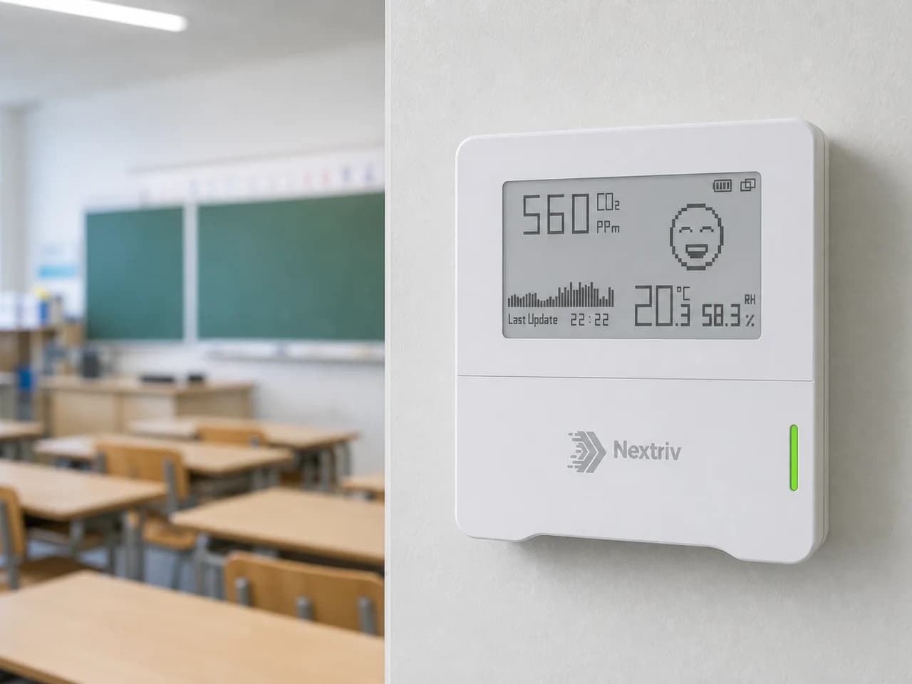 Monitoring CO₂ w szkole — Nextriv Sense CO₂