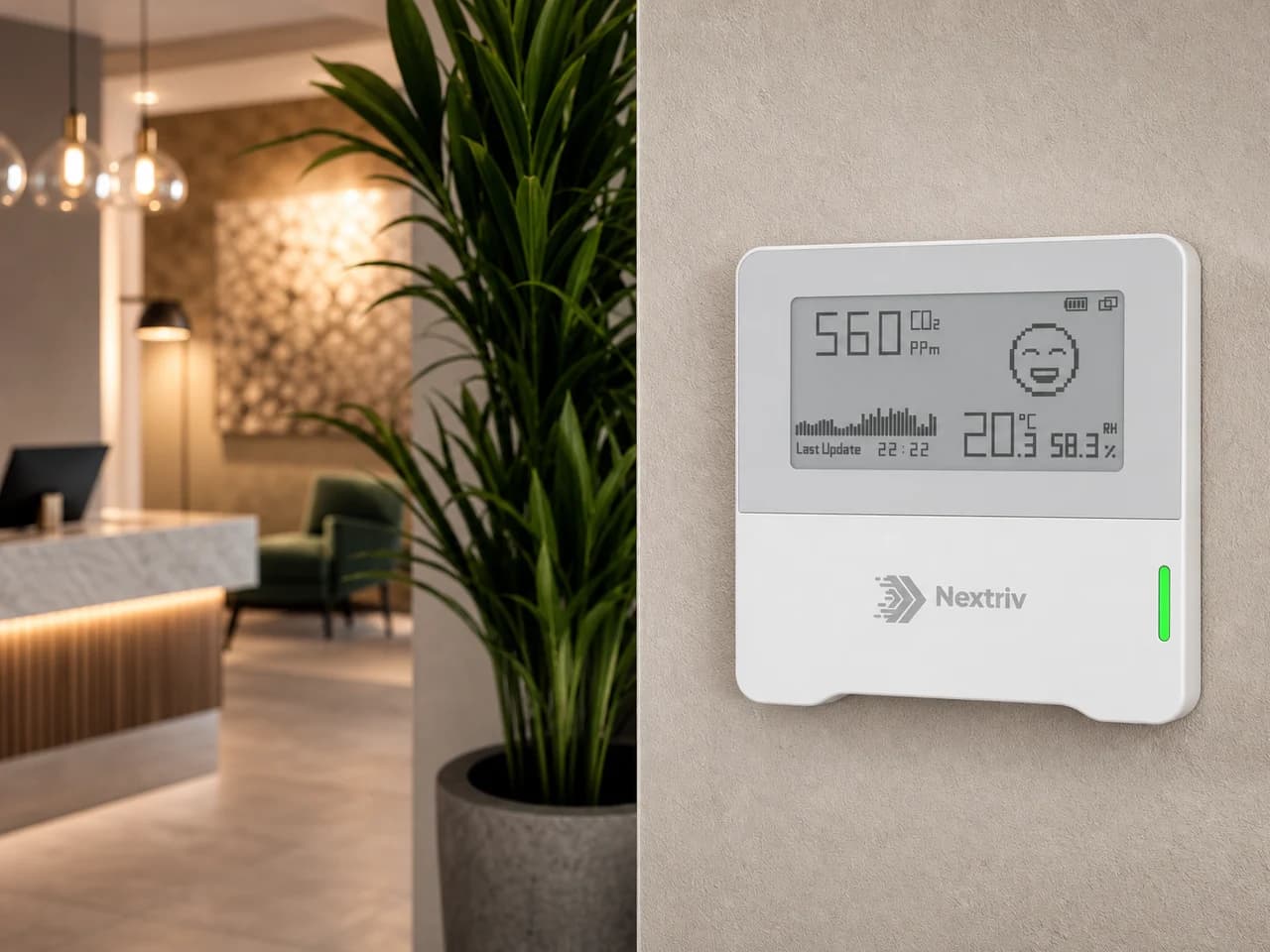 Oszczędna wentylacja w obiekcie hotelowym — Nextriv Sense CO₂