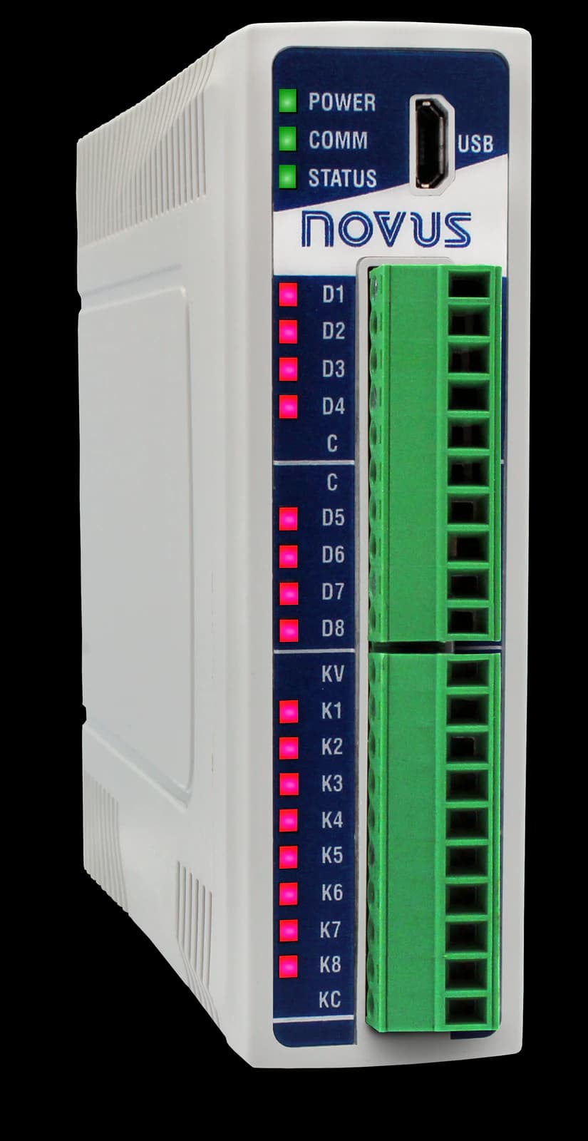 Moduł wejść i wyjść NOVUS DigiRail Connect — DigiRail Connect RAMIX – 2 wejścia analogowe / 2 wyjścia analogowe / 4 wejścia cyfrowe / 2 wyjścia przekaźnikowe, Ethernet
