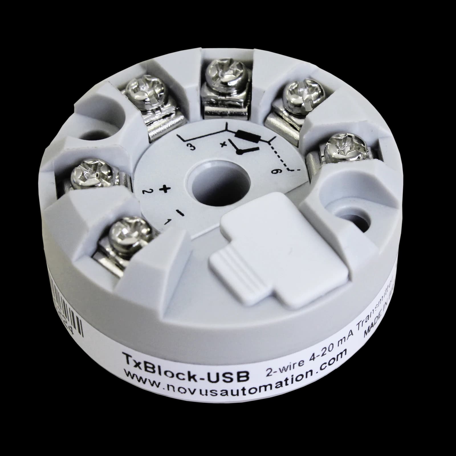 Nagłowicowy transmiter temperatury NOVUS TxBlock-USB – widok główny
