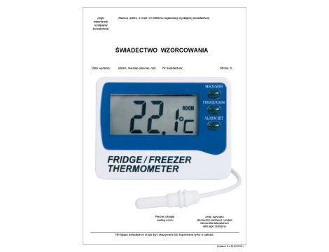 Termometr lodówkowy ze świadectwem wzorcowania ETI 810-210